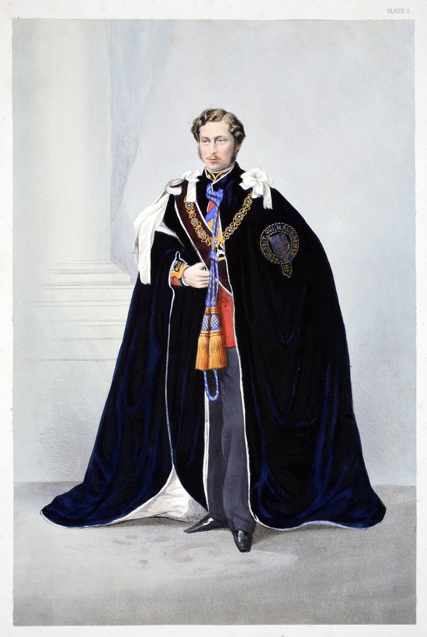 Hans kungliga höghet, Albert Edward, Prince of Wales, från A Memorial of the Marriage of Edward VII and Alexandra of Denmark, pub. 1864 av English School