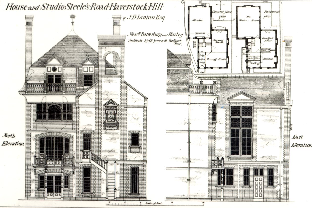 House and Studio, Steeles Road, Haverstock Hill, från The Building News, 9 februari 1877 av English School