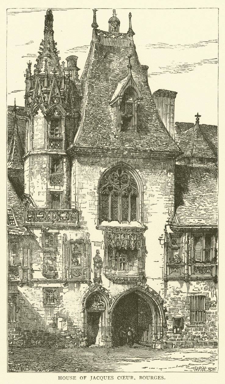 Jacques Coeur-huset i Bourges (gravyr) av English School