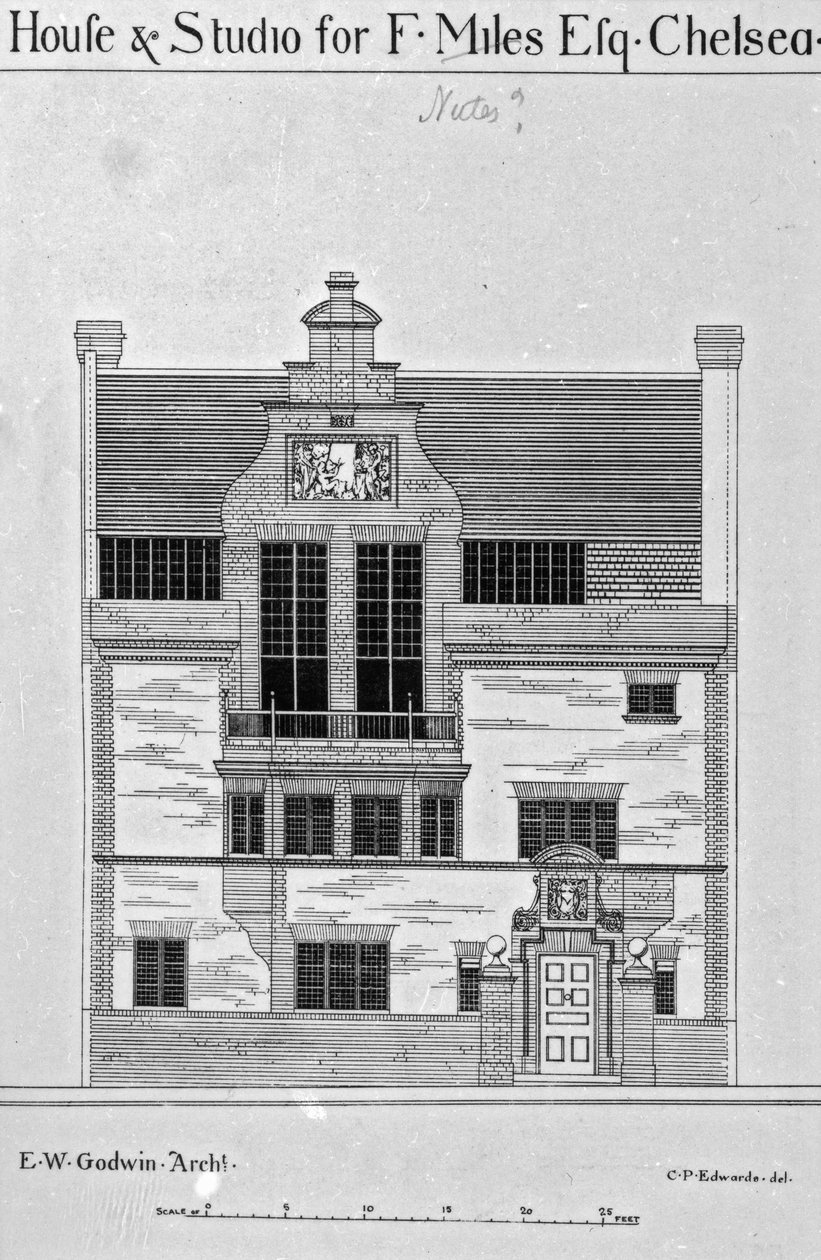 House und Studio for F. Miles Esq., Chelsea, illustration från 