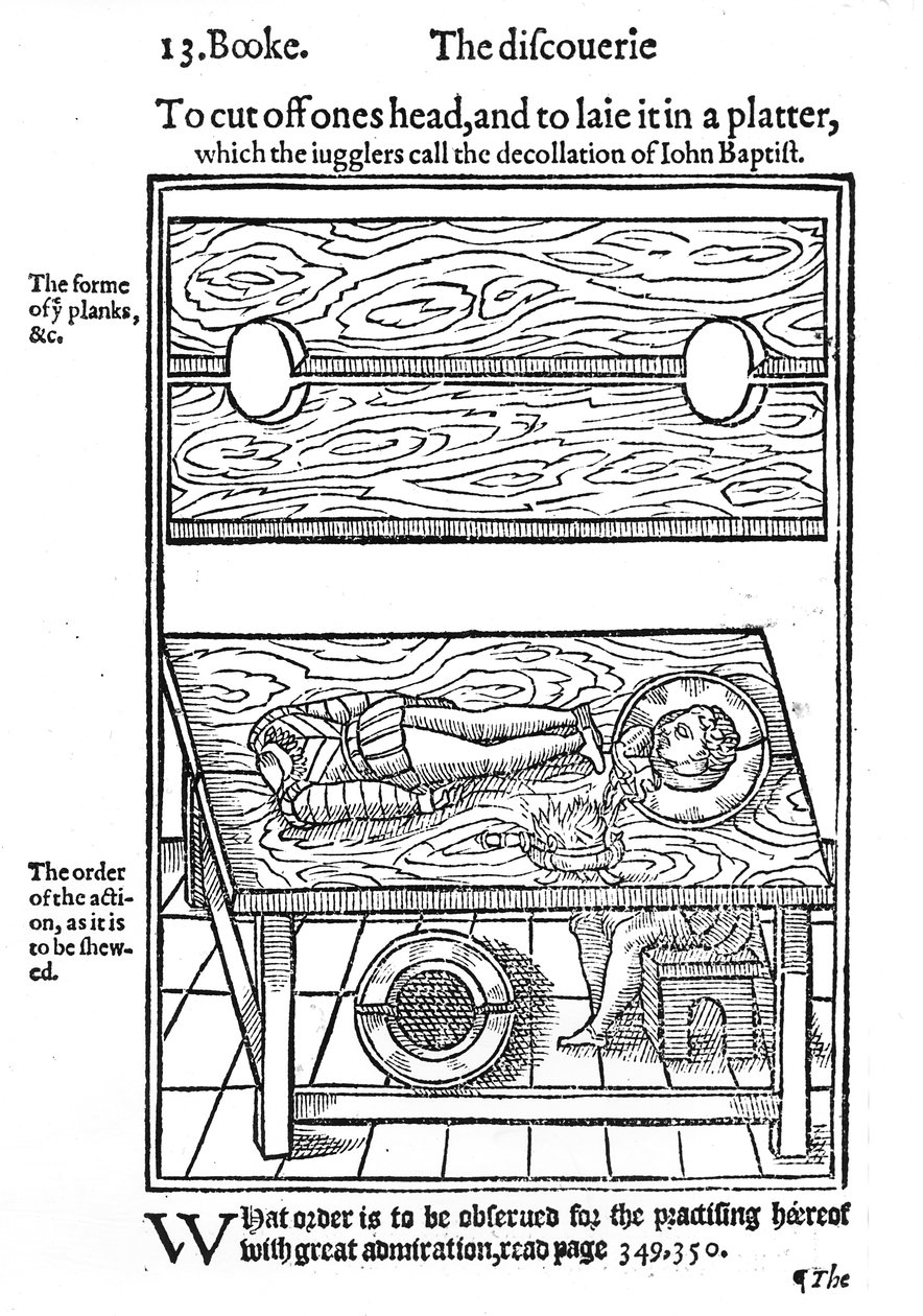 Hur man skär av sitt huvud och lägger det på ett fat, 1584 (träsnitt) av English School