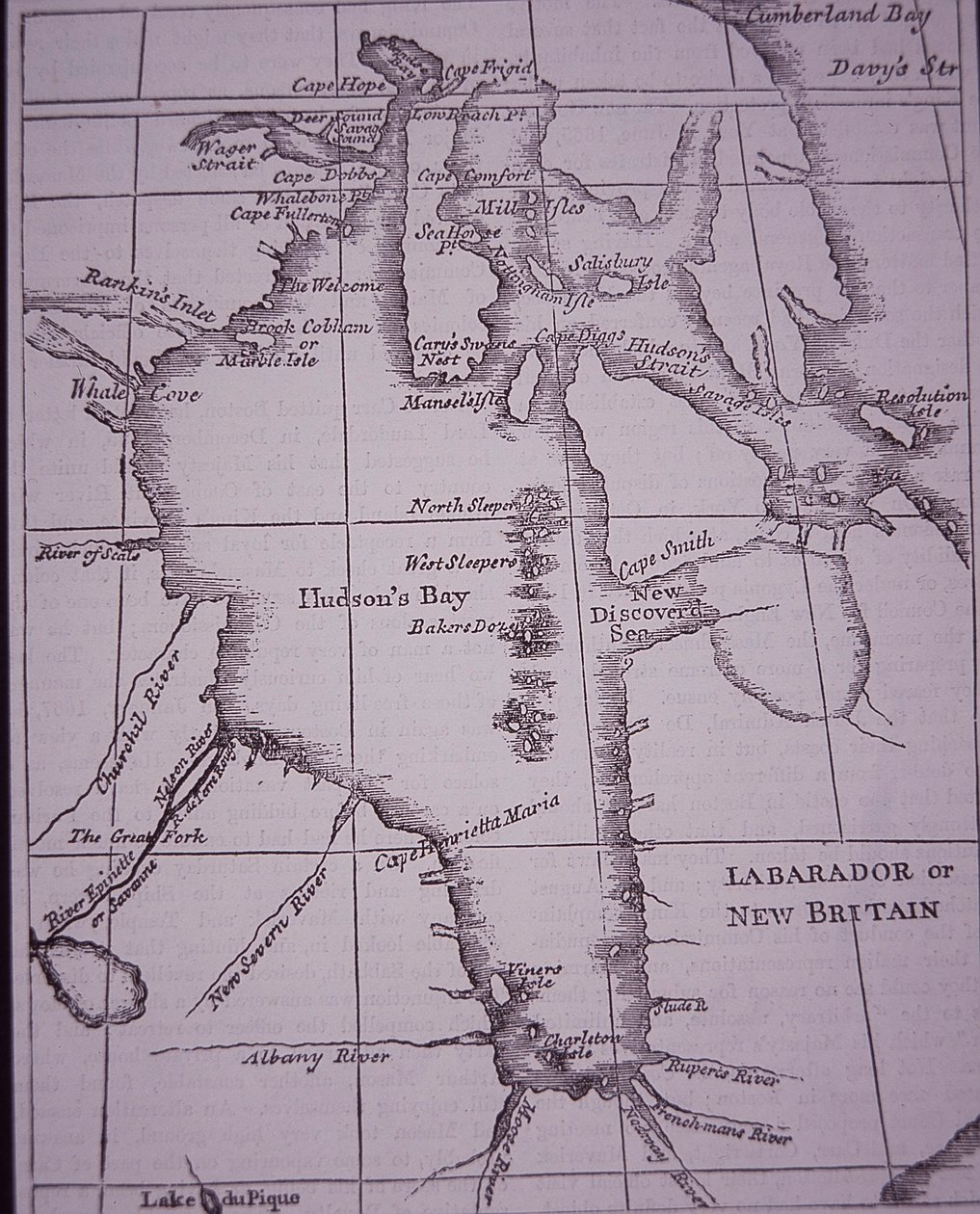 Hudson Bay Company, karta över Hudson Bay publicerad 1744 av English School