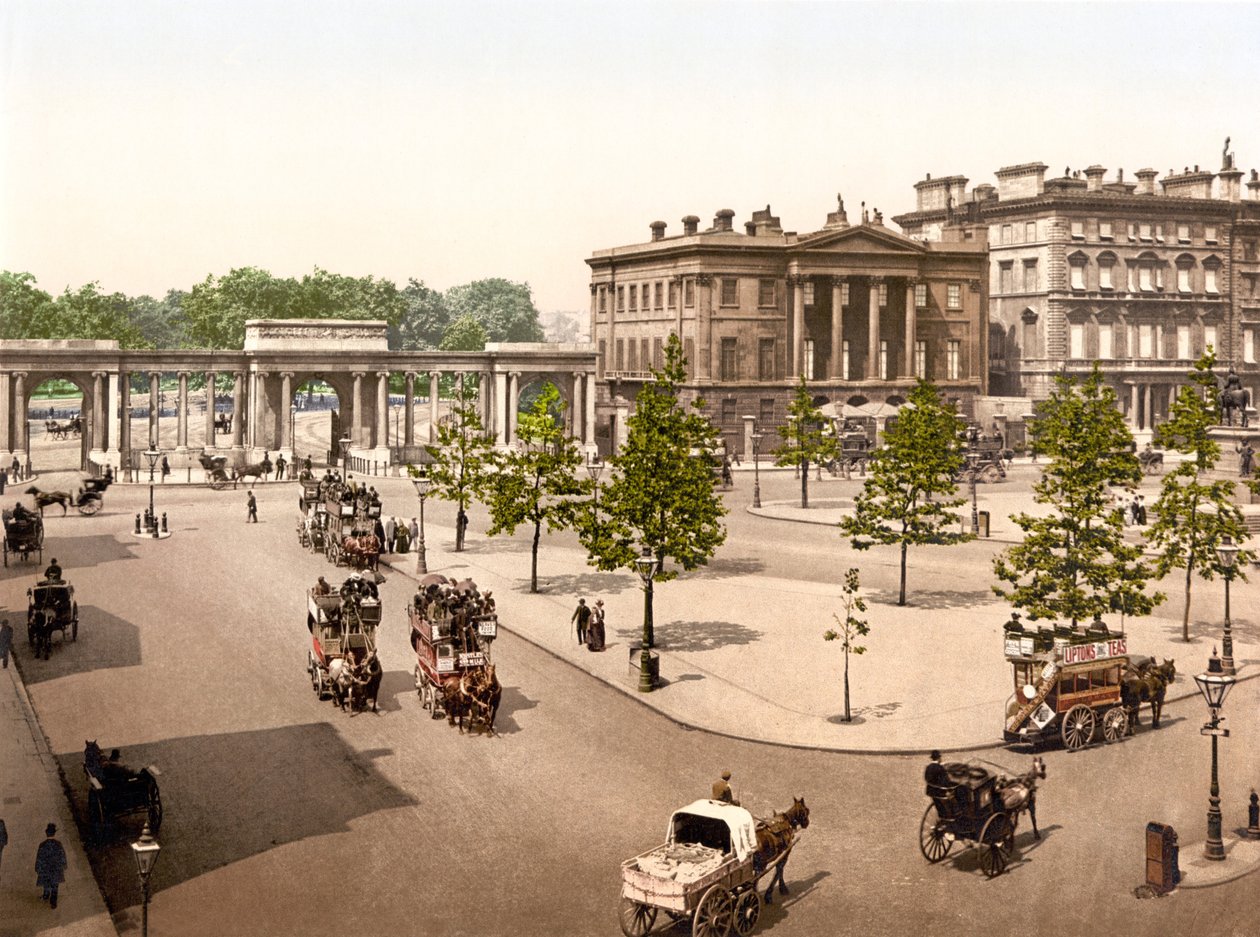 Hyde Park, London (handfärgat foto) av English School