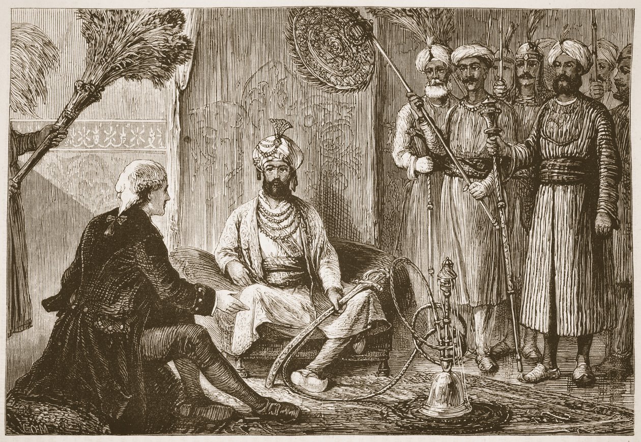 Hyder Ali och missionären, illustration från Cassells Illustrated History of India av James Grant, pub. 1879 av English School
