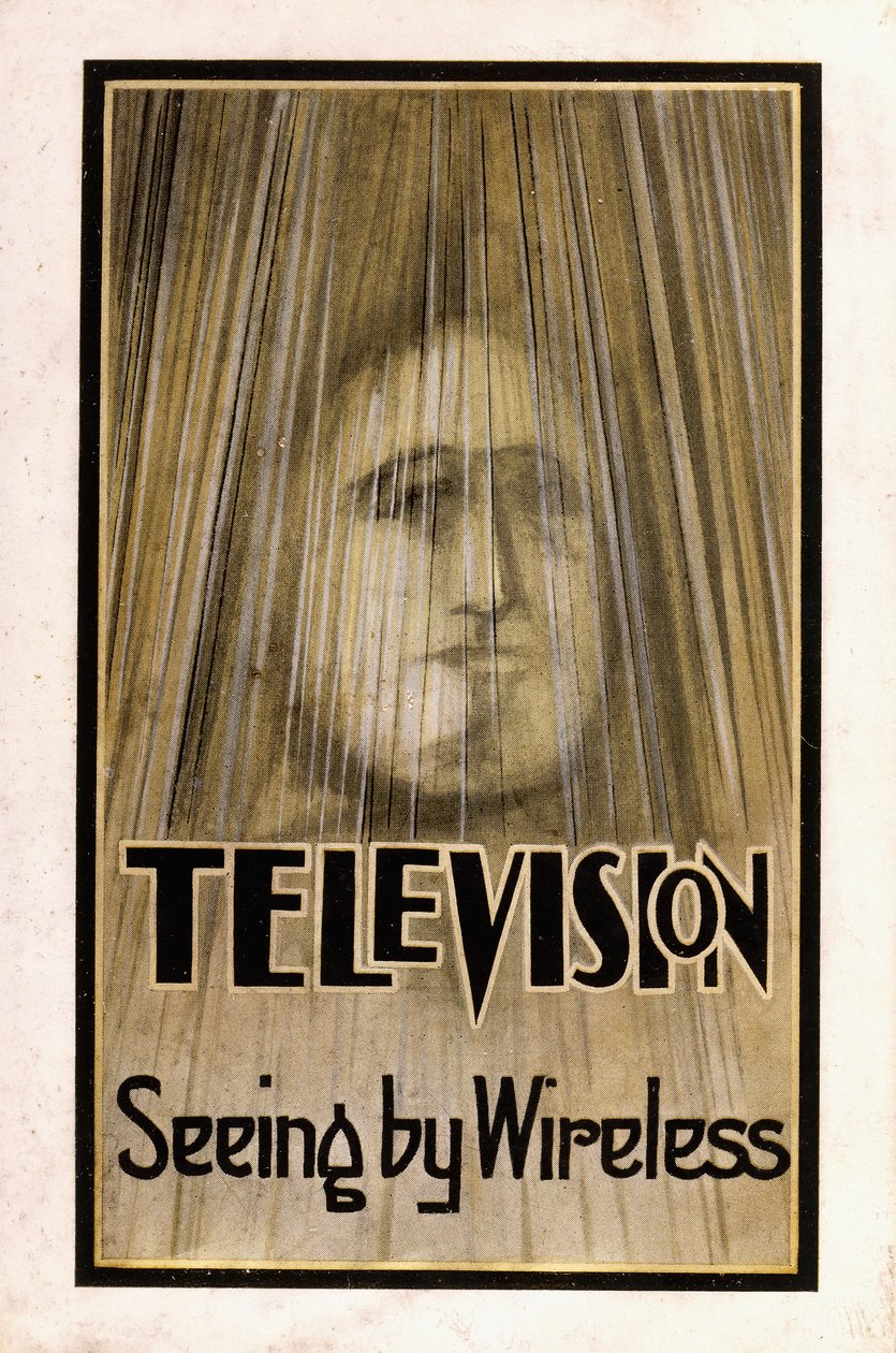 Illustrerad skyddsomslag för första upplagan av "Television, 1926 av English School