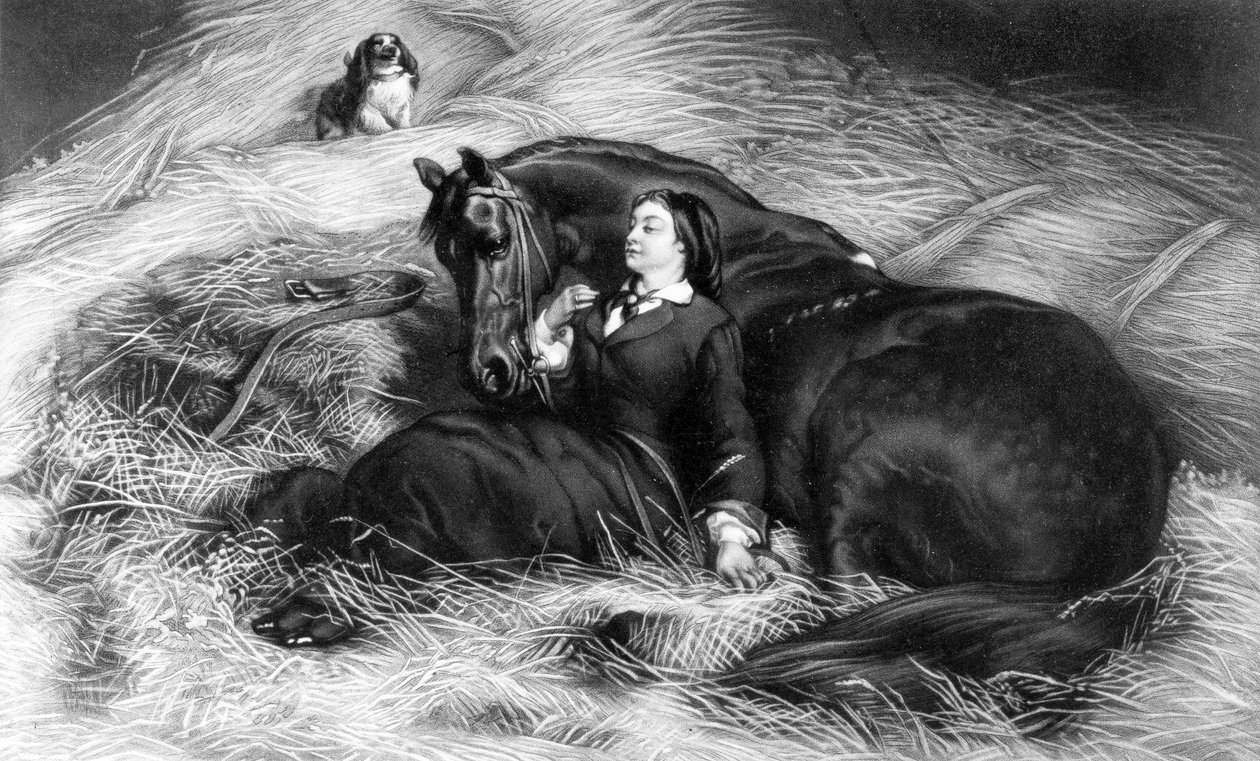 Illustration från Girl with Horse, efter Rosa Bonheur, 1800-talet av English School