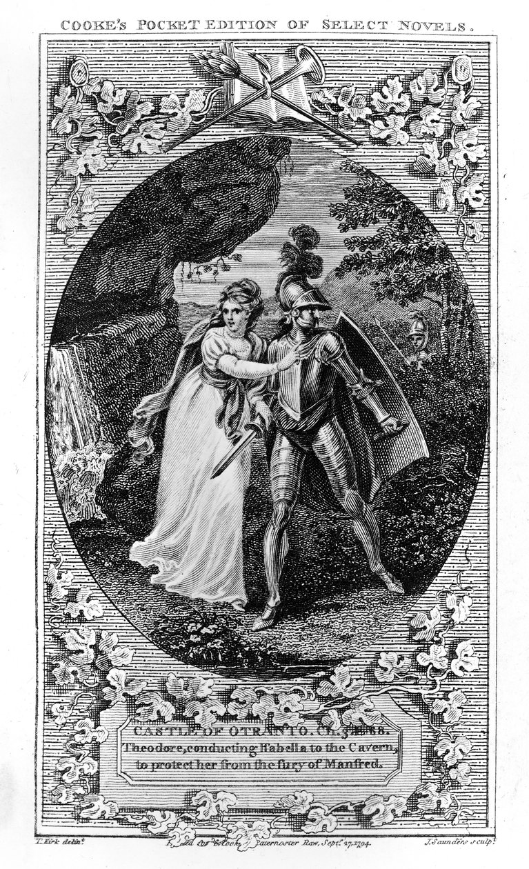 Illustration från "The Castle of Otranto", av Horace Walpole, 1765 av English School