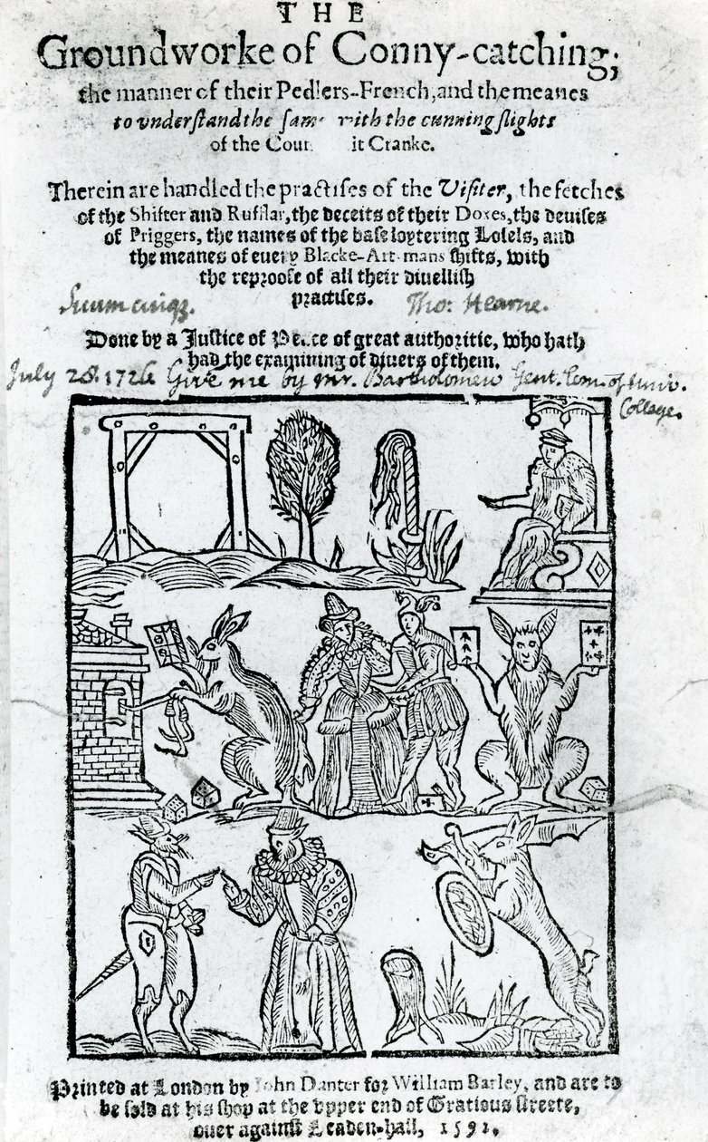 Illustration av Groundworke of Conny-catching, 1592 av English School