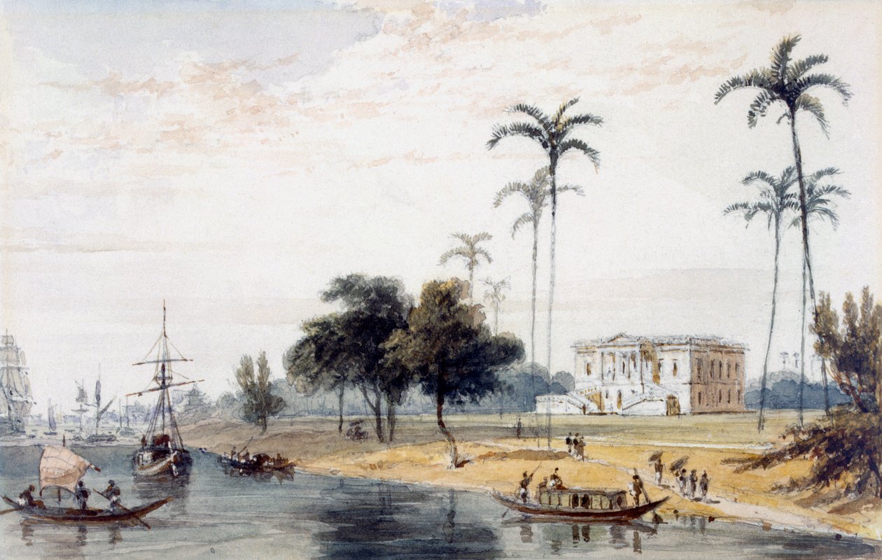 I Garden House Reach, Calcutta (wc på papper) av English School