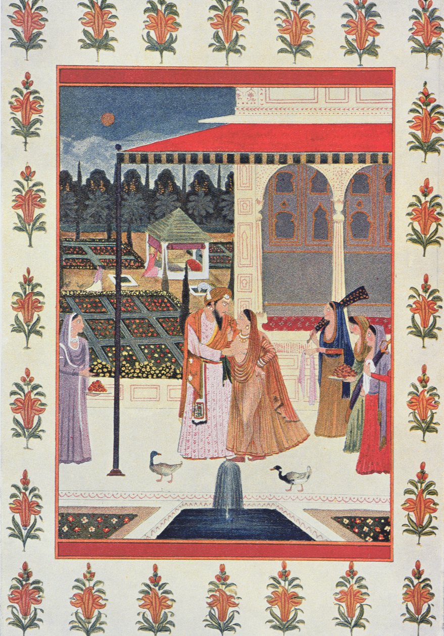 I Harun Al-rashids palats, illustration från "Tusen och en natt av English School