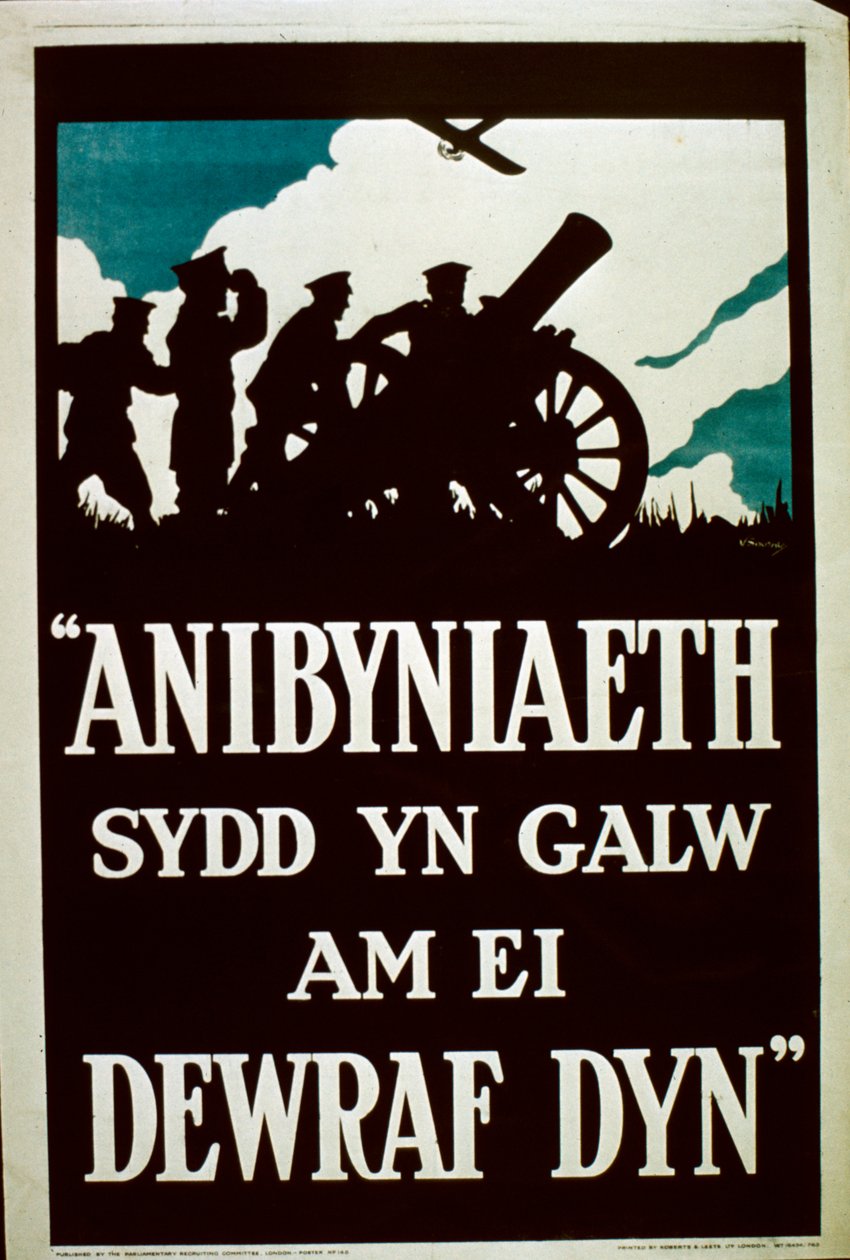 Självständighet kräver den modigaste av män - walesiska WWI-affisch av English School