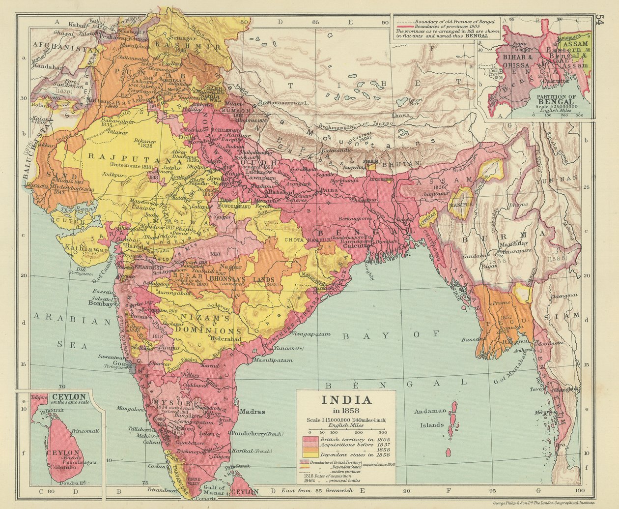 Indien 1858 (färglitografi) av English School