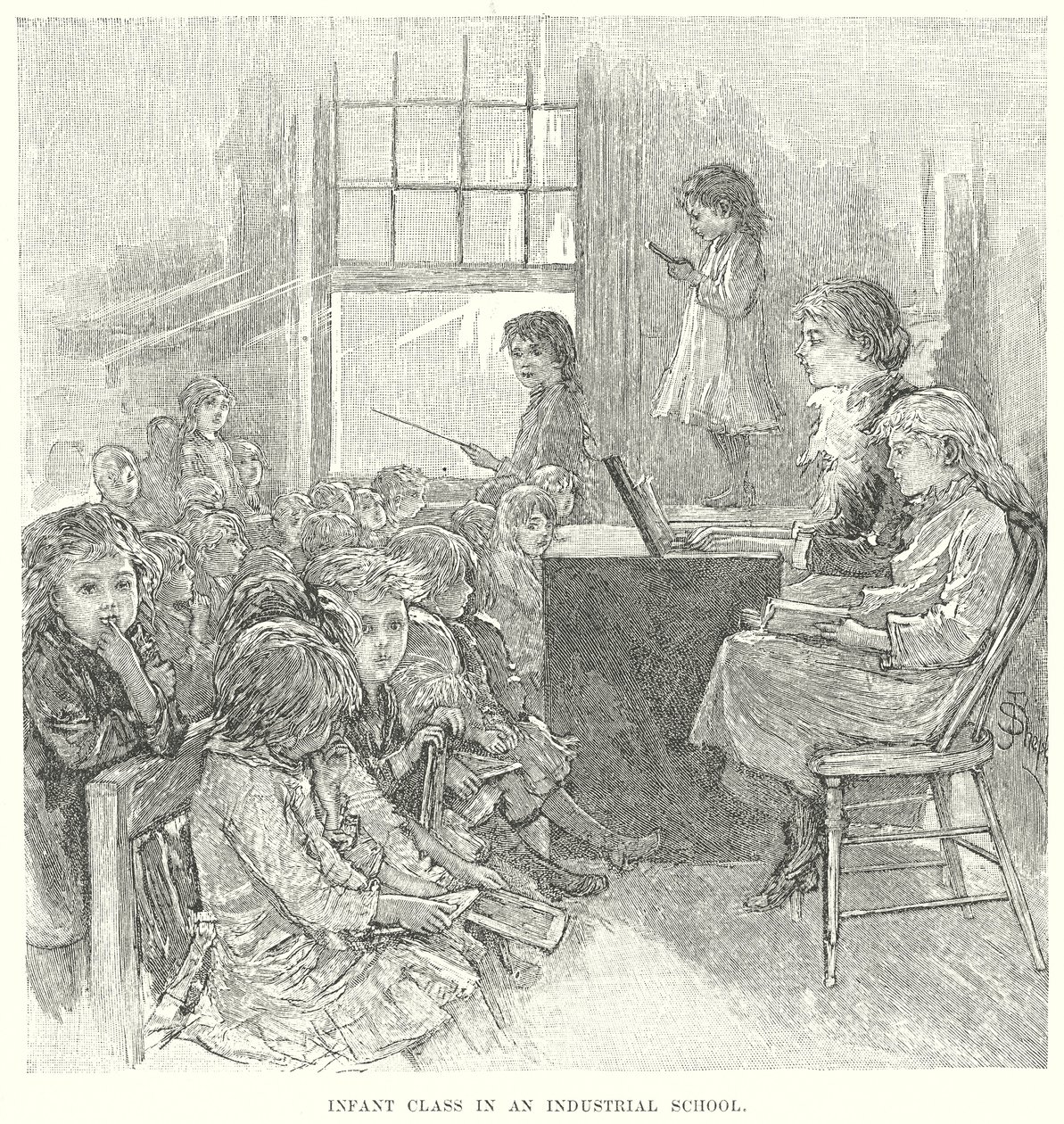 Småbarnsklass i en industriskola (gravyr) av English School