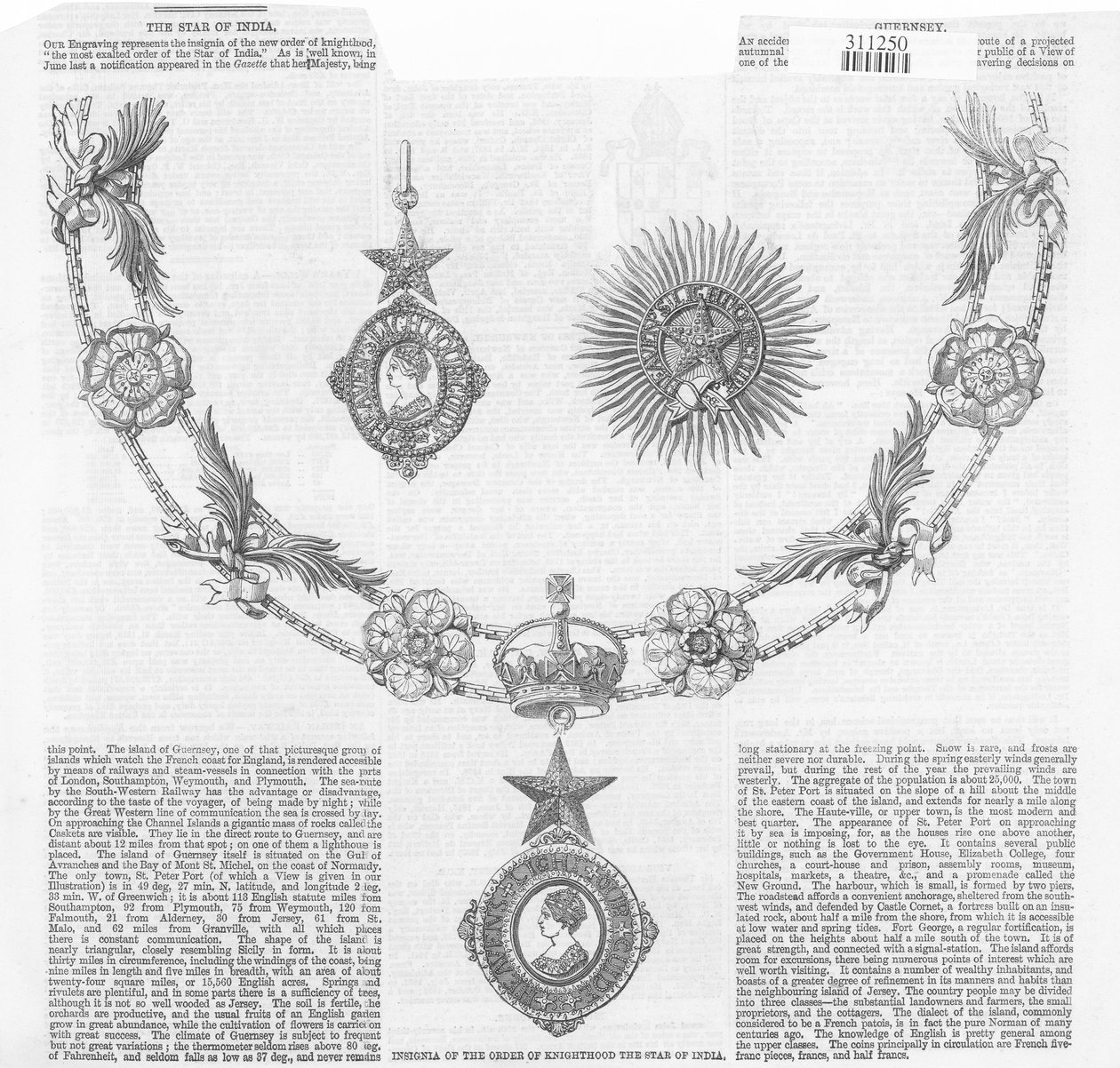 Insignia of the Order of Knighthood The Star of India, från The Illustrated London News av English School