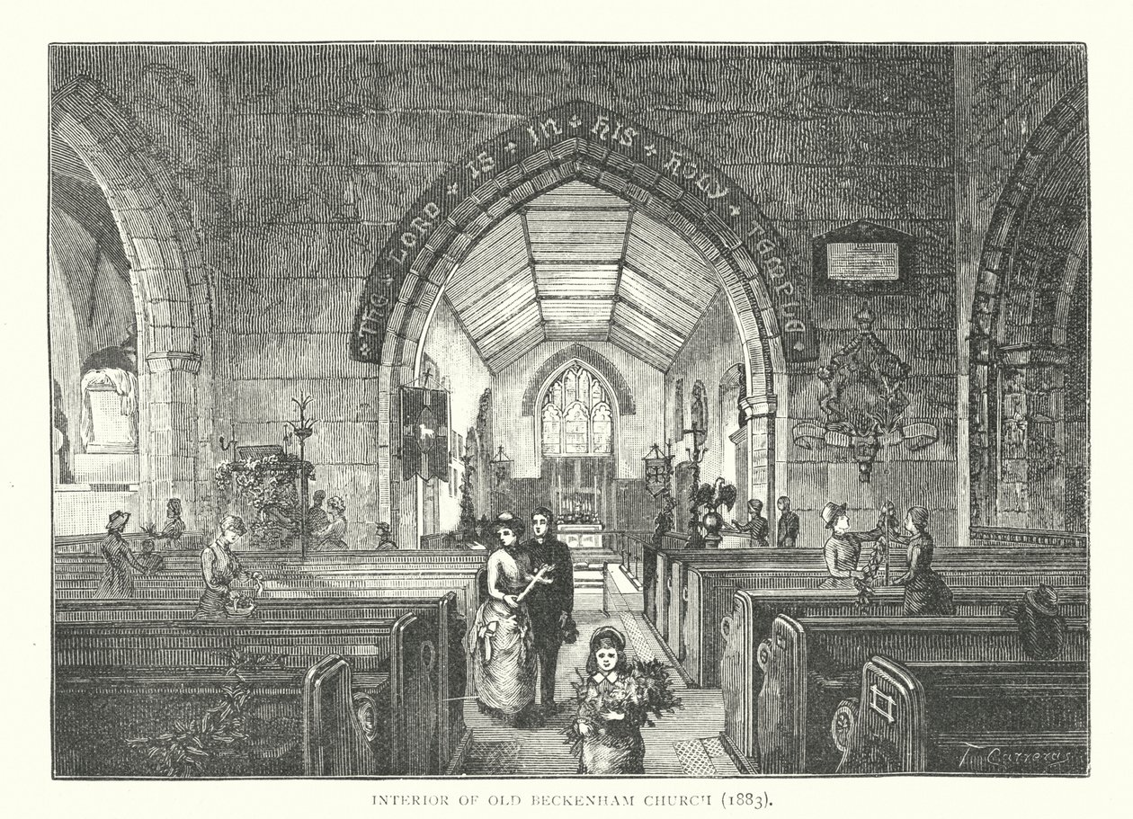 Interiör från Old Beckenham Church av English School