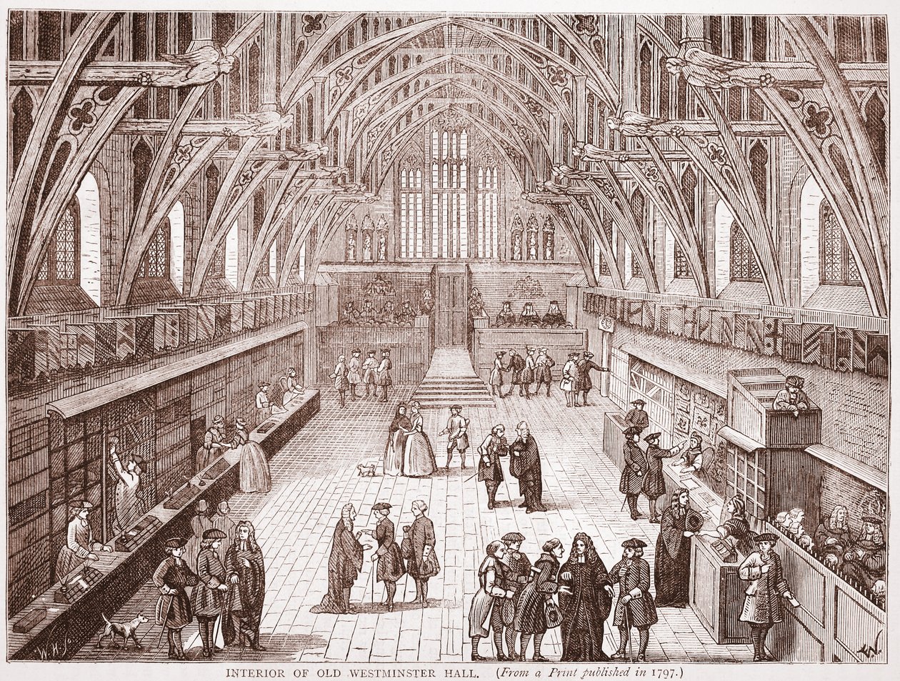 Interiör av Old Westminster Hall, från ett tryck publicerat 1797 av English School