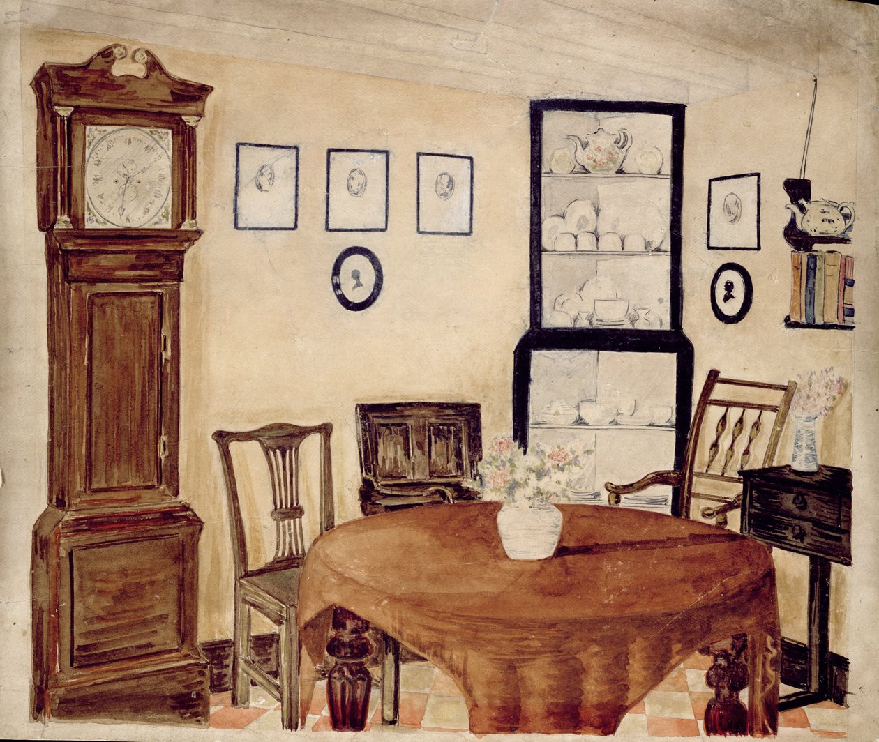 Interiör av ett antikhandlarhus, ca 1870 (wc på papper) av English School