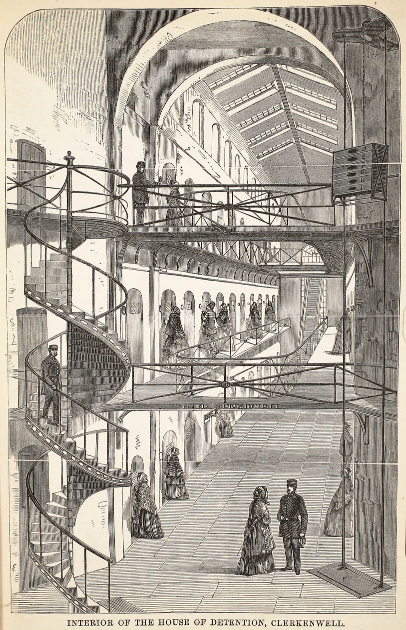 Interiör av House of Detention, Clerkenwell, illustration från The Criminal Prisons of London och scener från Prison Life av Henry Mayhew och John Binny, pub. 1862 av English School