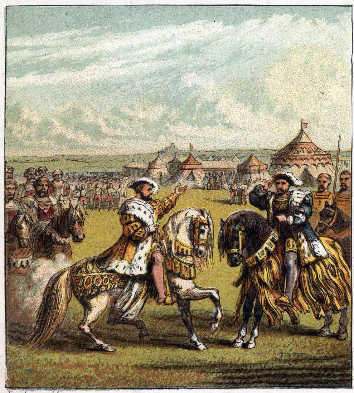 Intervju med kungarna av Frankrike och England, Francois I (1494-1547) och Henrik VIII (1491-1547), i Gyllene dukens läger den 7 juni av English School