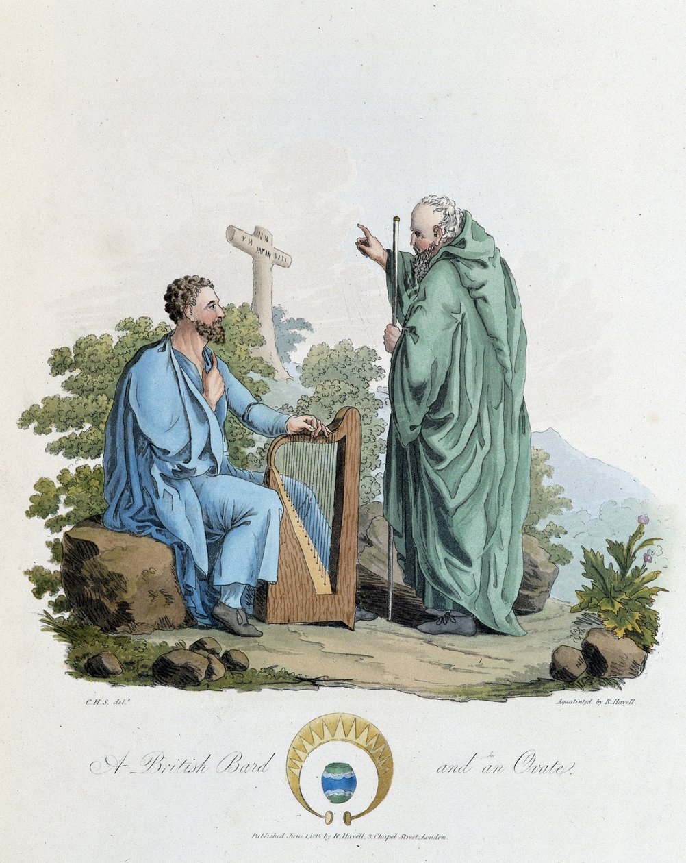 Irish and Bard - i "" kelter och goter, seder hos invånarna på de brittiska öarna i början av 600-talet och de gotiska nationerna på västkusten av Östersjön", av S.R. Meyrick och Ch. Smed av English School