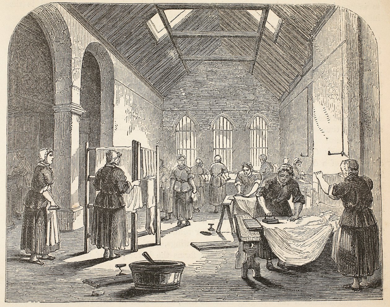 Strykrum i Brixton Prison, illustration från The Criminal Prisons of London och Scenes from Prison Life av Henry Mayhew och John Binny, pub. 1862 av English School