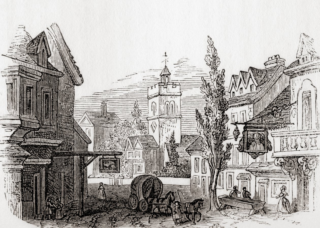 Islington, Greater London, England 1760, från Old England: A Pictorial Museum, pub. 1847 av English School