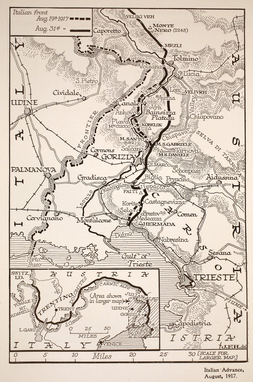 Italiens frammarsch, augusti 1917 av English School