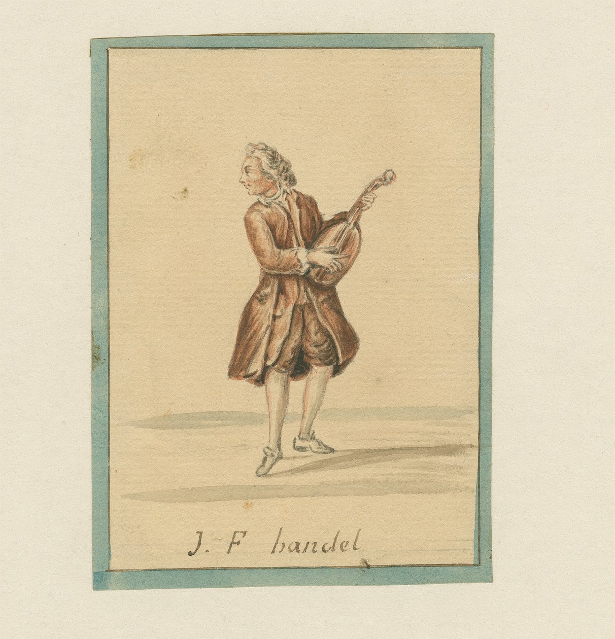 J. F. Handel, mitten av 1800-talet (penna & bläck, krita och tvätt på papper) av English School