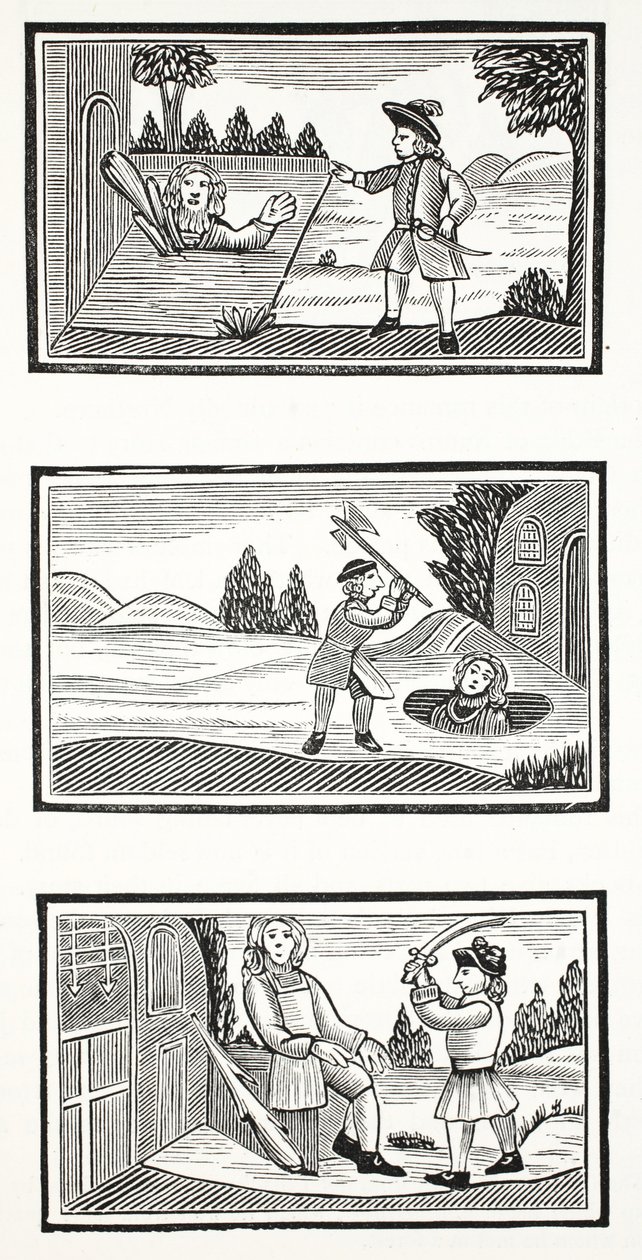Jack and the Giants, illustration från Chap-books of the artonde århundradet av John Ashton, pub. 1882 av English School