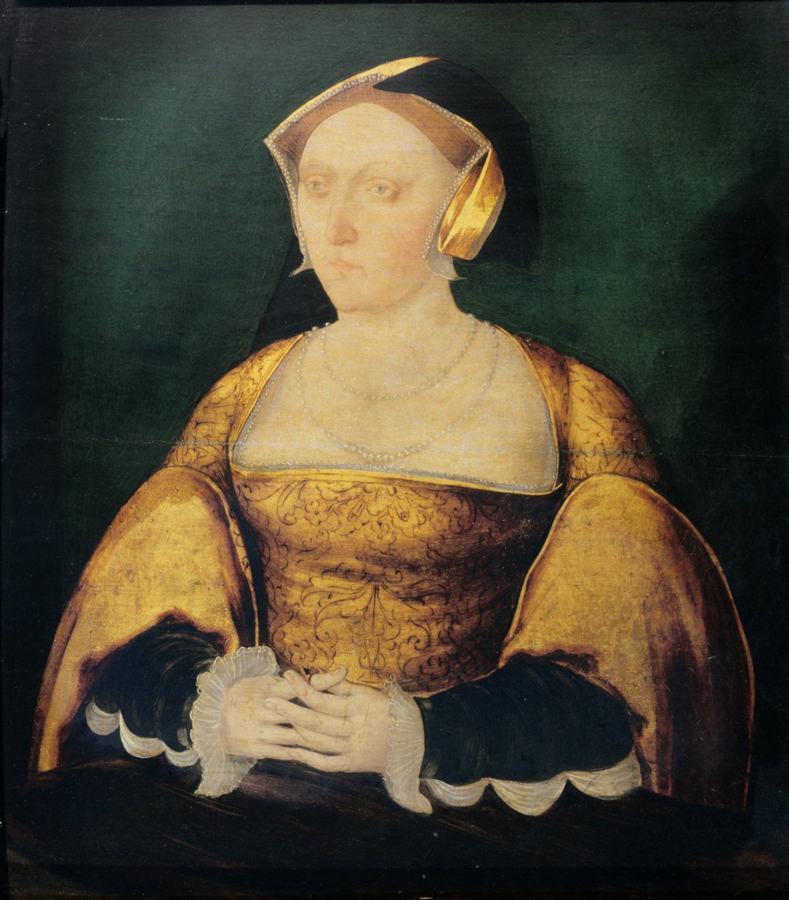 Jane Seymour (1508/9-1537) c.1536 (olja på panel) av English School