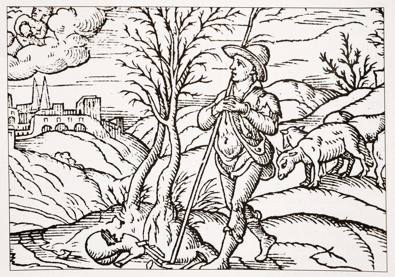 Januari, från Spensers The Shepherds Calendar, 1579 av English School
