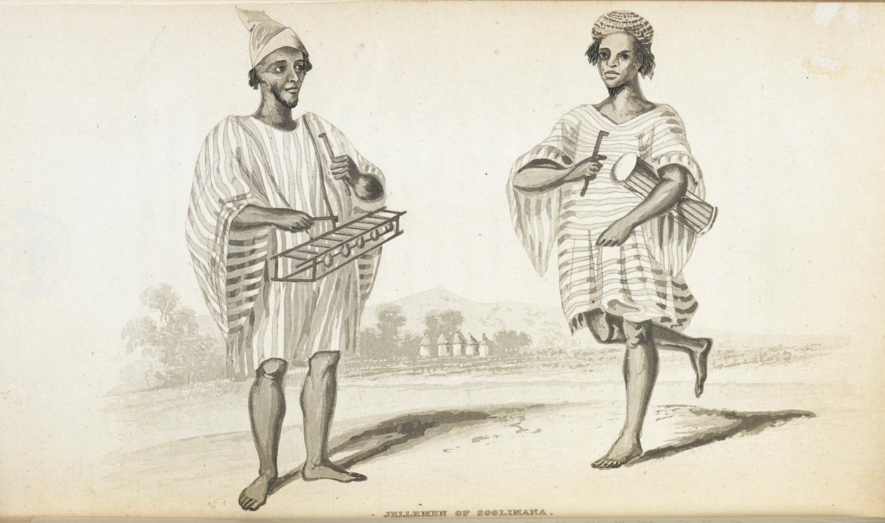 Jellemen av Solimana. The Musicians of West Africa, av Alexander Gordon Laing, publ. 1825 (medlemmar) av English School