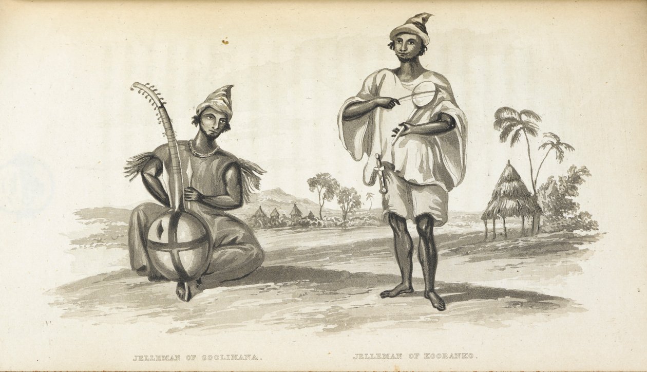 Jellemen av Solimana. The Musicians of West Africa, av Alexander Gordon Laing, publ. 1825 (medlemmar) av English School