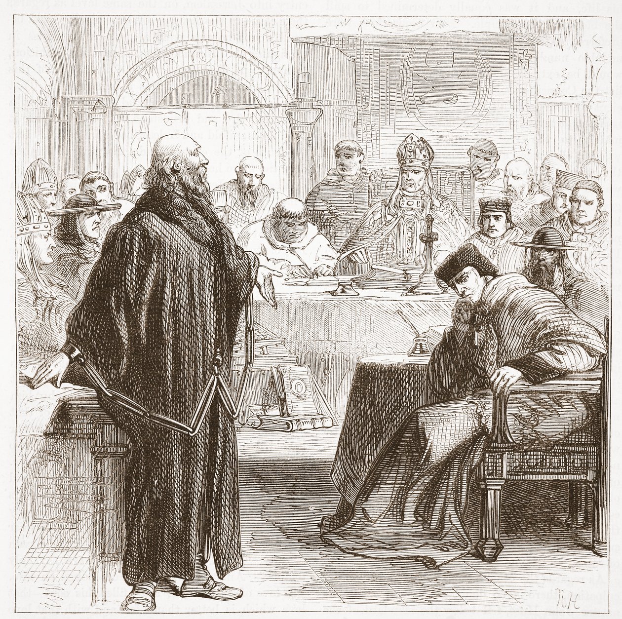Jerome talar vid sin rättegång, illustration från The History of Protestantism av James Aitken Wylie (1808-1890), pub. 1878 av English School