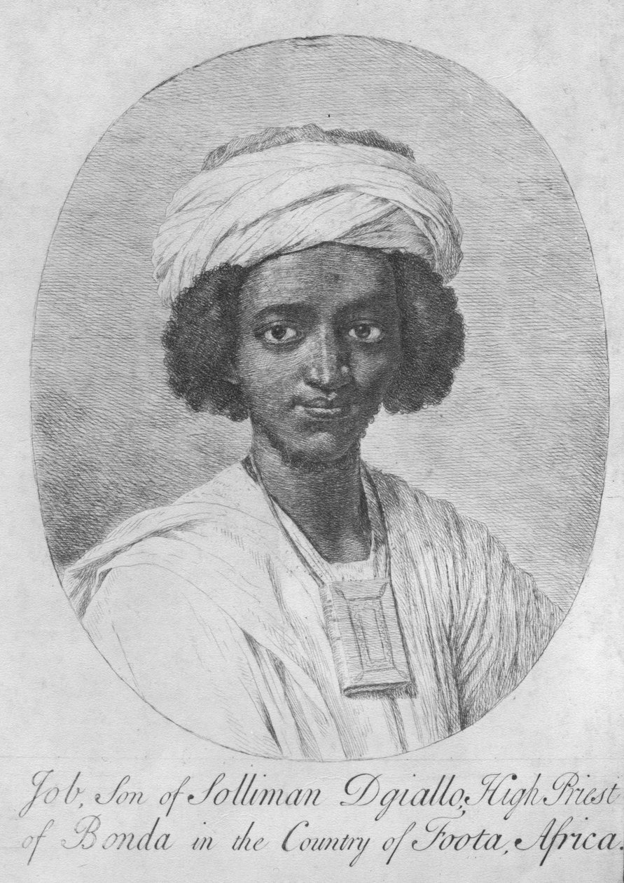 Job, Son till Suleiman Diallo, överstepräst av obligationer i landet Foota, Afrika, ca 1750 (etsning och gravyr) av English School