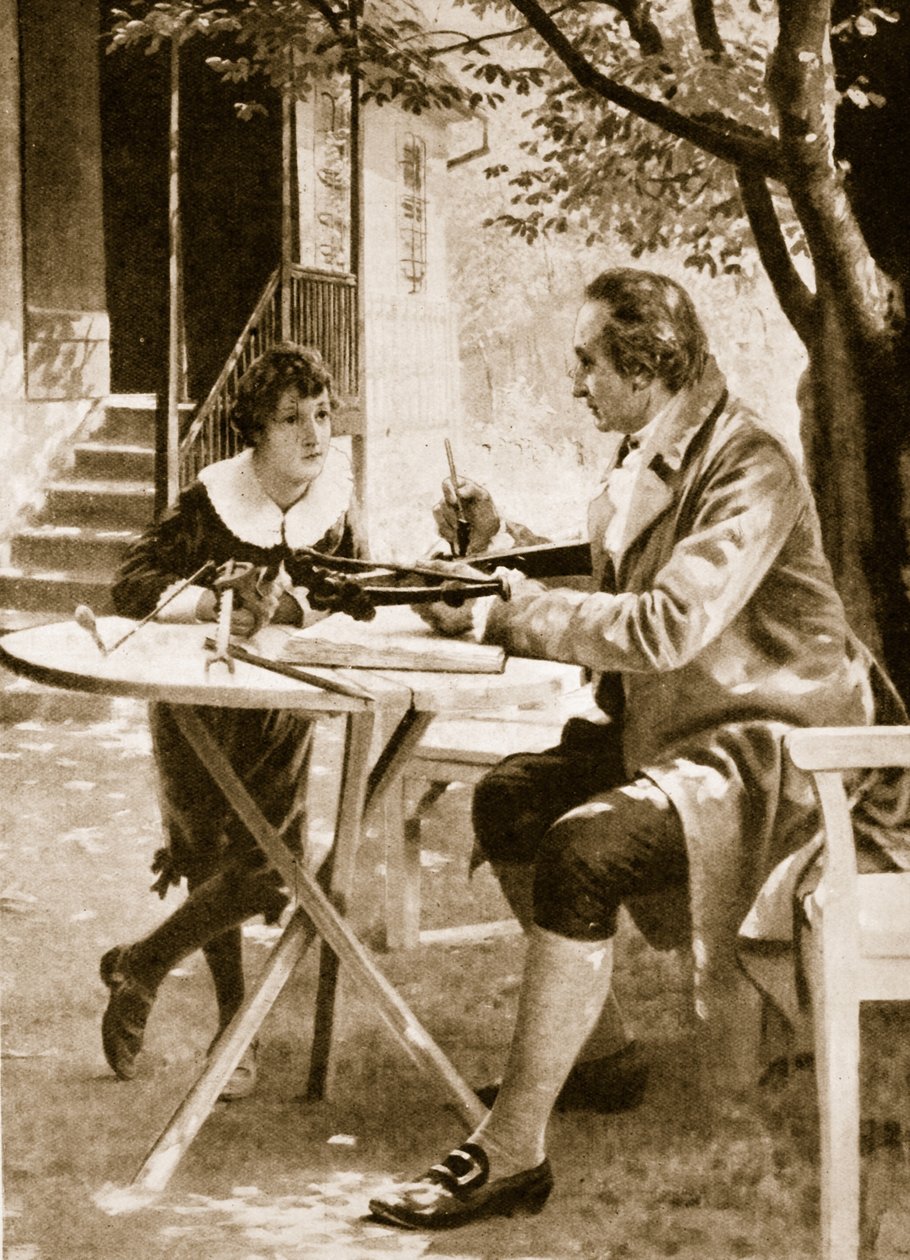 Johann Wolfgang von Goethe instruerar sin son August hur man skjuter med en armbåge av English School