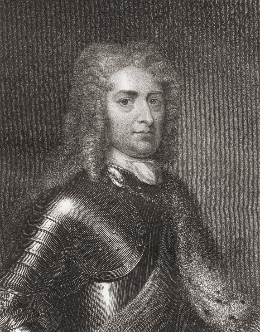John Churchill (1650-1722) 1:e hertig av Marlborough från Gallery of Portraits, publicerad 1833 av English School