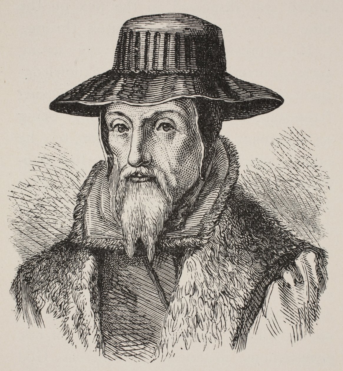 John Foxe, illustration från The Church of England: A History for the People av H.D.M. Spence-Jones, pub. ca 1910 (sepiafoto) av English School