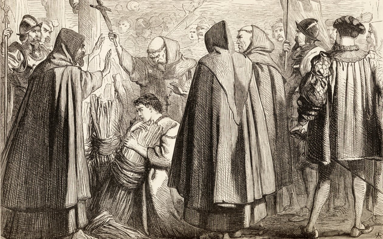 John Frith o le a susunu i luga o le laau ona o aʻoaʻoga sese i le 1533, c.1865 (vaega laupapa) av English School