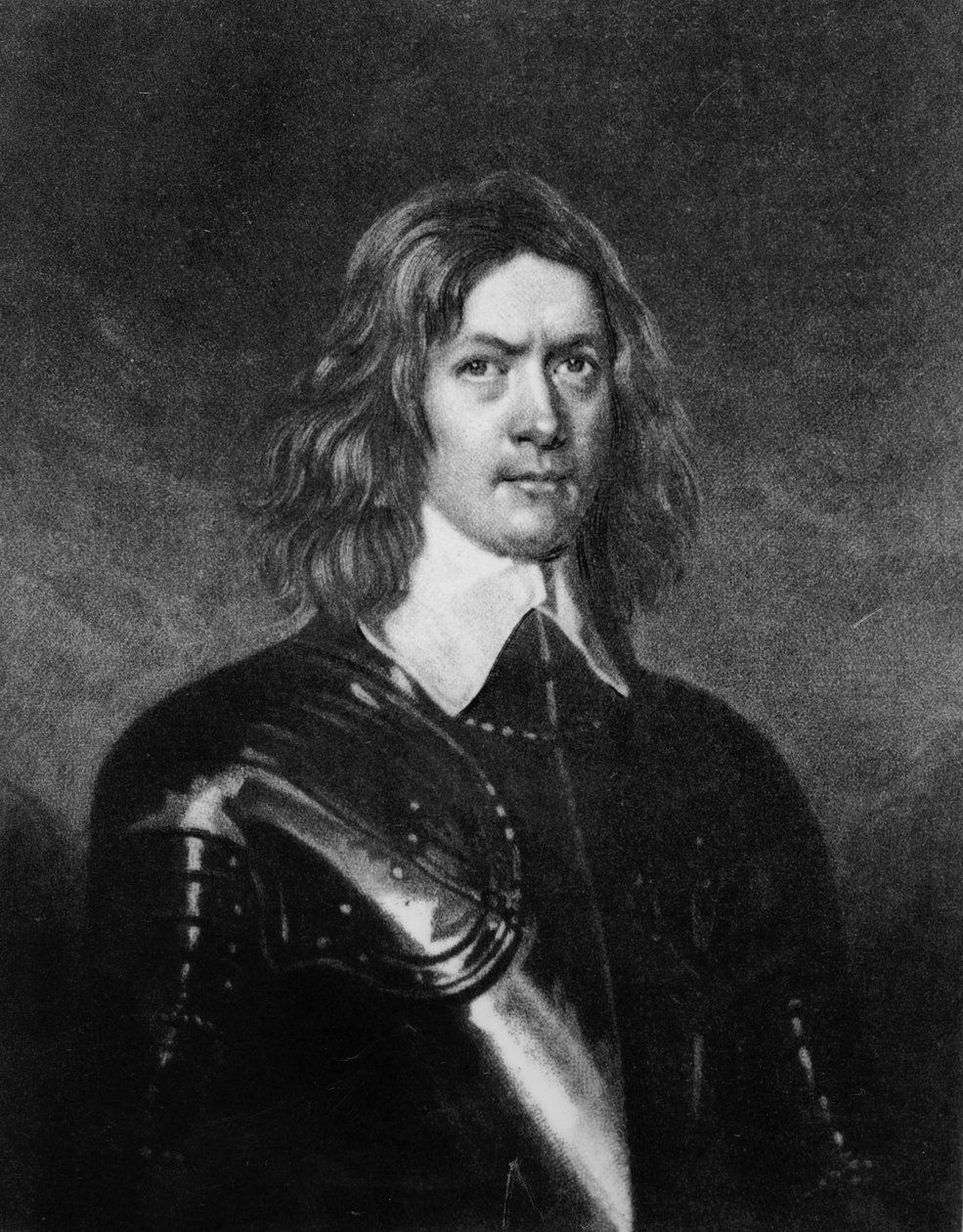 John Hampden (1594-1643), illustration från "Portraits of Characters Illustrious in British History", (mezzotint) av English School