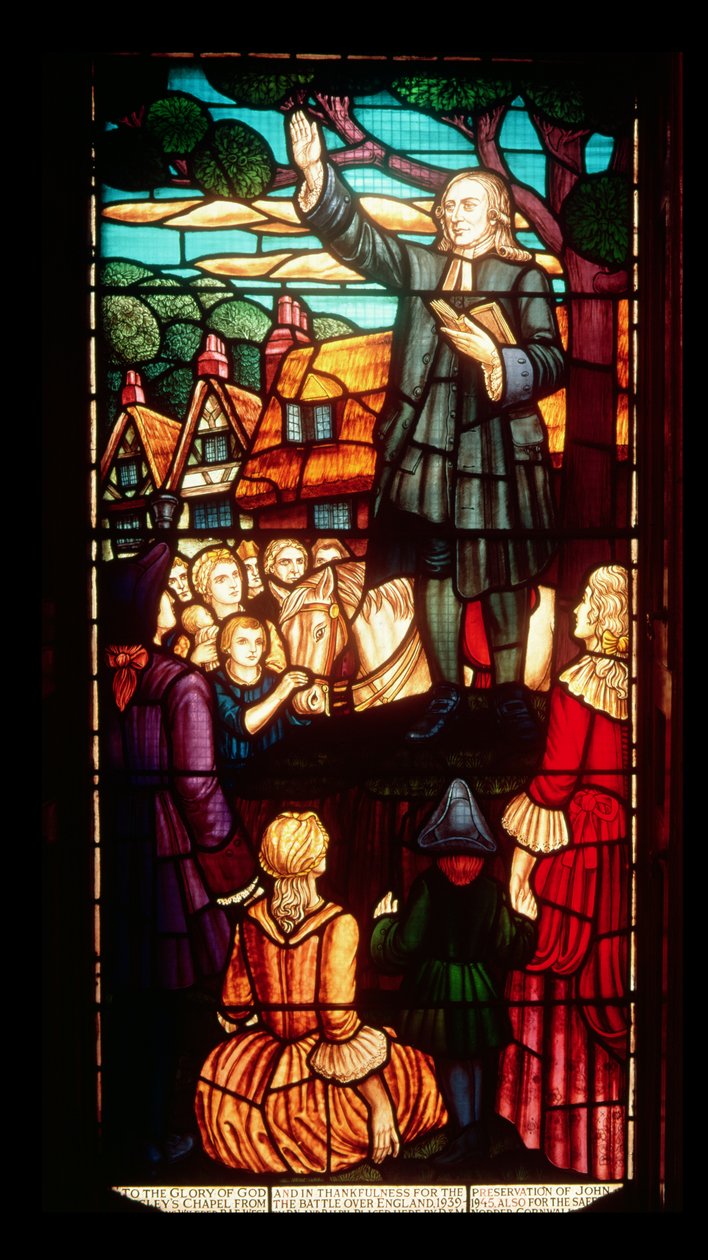 John Wesley (1703-91) Preaching the Gospels in England, ca 1890 av English School