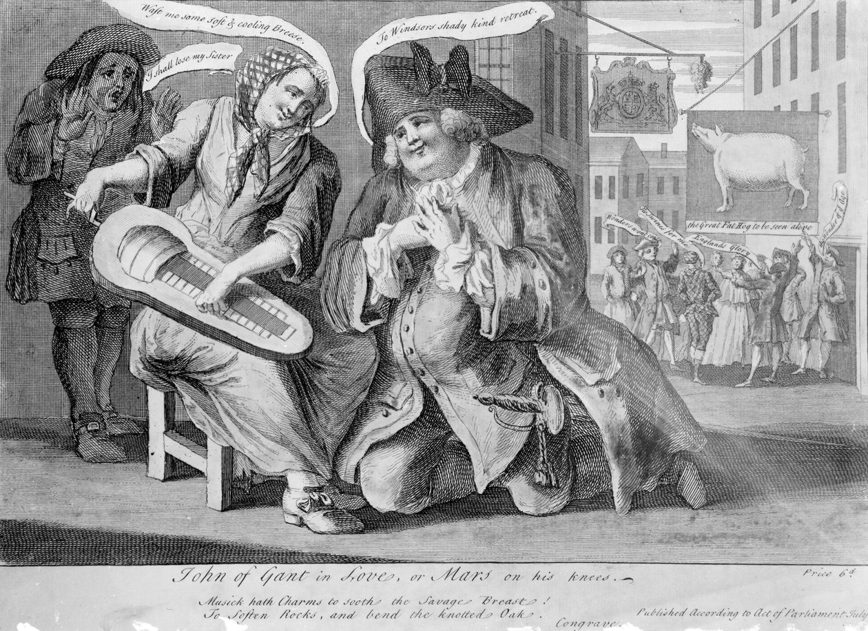 John of Gant in Love, eller Mars på knä, 1749 av English School