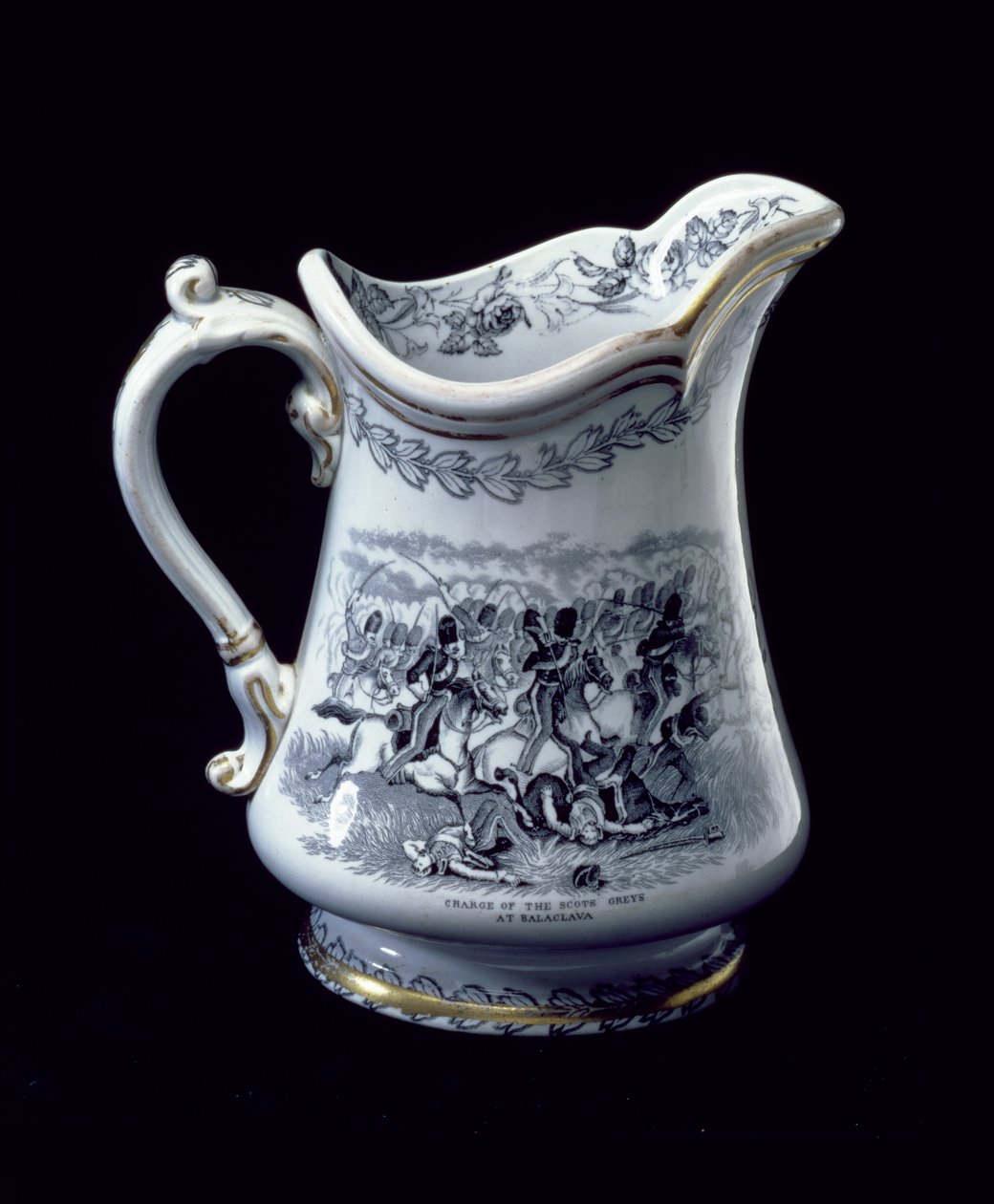 Kanna med en skildring av Charge of the Scots Greys vid Balaclava (keramik) av English School