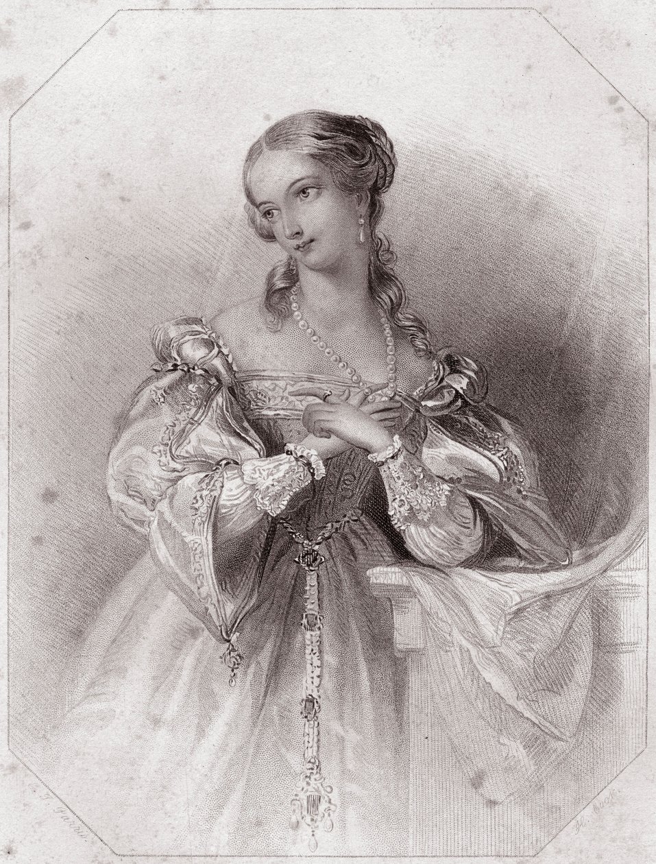 Juliette (Romeo och Julia - Romeo och Julia) i - "" Galerie des femmes de Shakespeare, samling av fyrtiofem seriösa porträtt av de första konstnärerna i London, berikade med kritiska och litterära notiser""" runt 1838 - från "" Gallery of kvinnorna o av English School