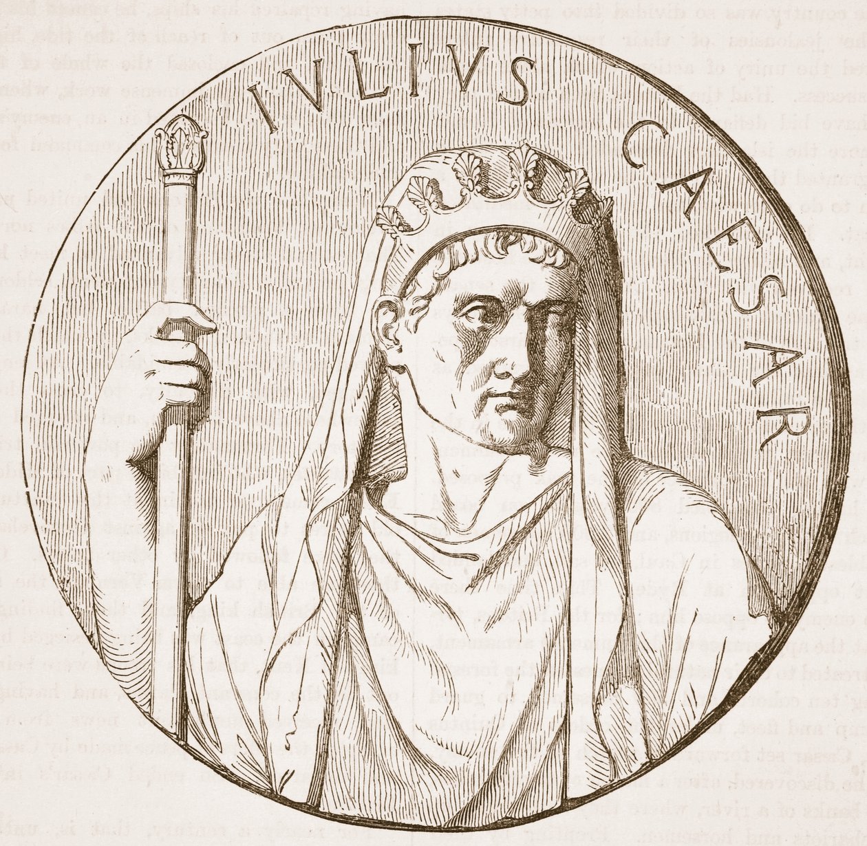 Julius Caesar, illustration från Cassells Illustrated History of England (sepiafoto) av English School