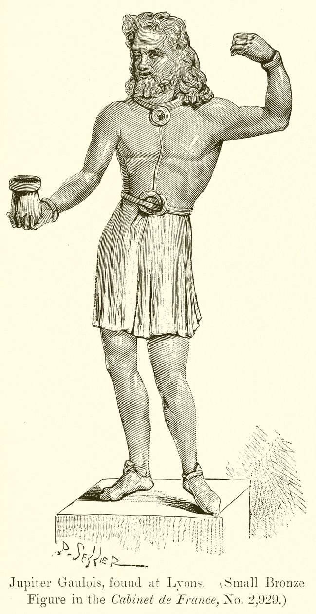 Jupiter Gaulois funnen i Lyon. (Liten bronsfigur i Cabinet de France, nr 2.929) (gravyr) av English School