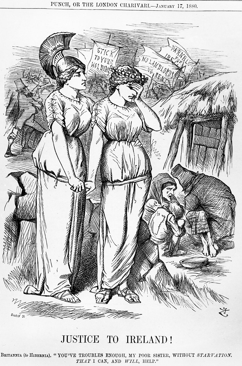 Justice to Ireland!, graverad av Joseph Swain, från Punch, 17 januari 1880 av English School
