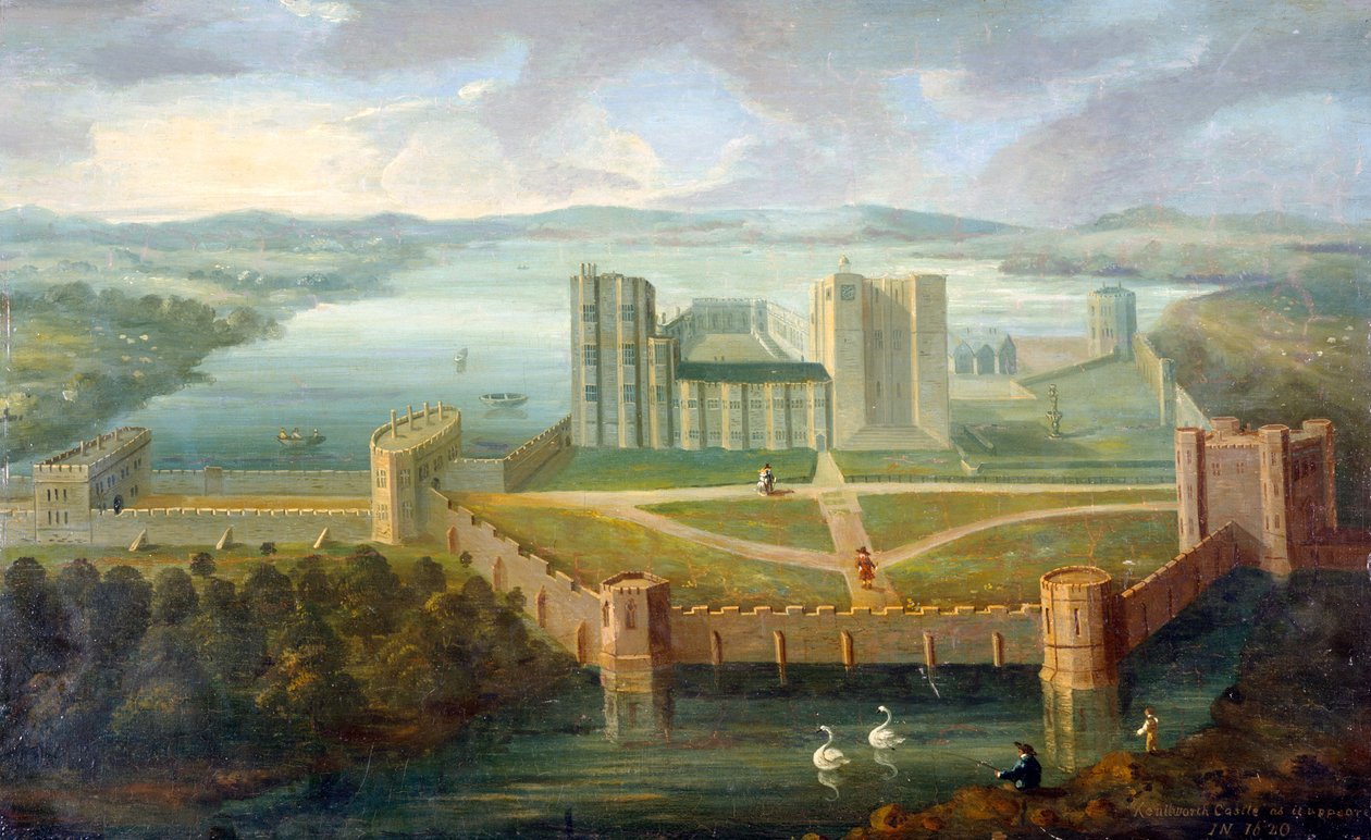 Kenilworth Castle, Warwickshire (olja på duk) av English School
