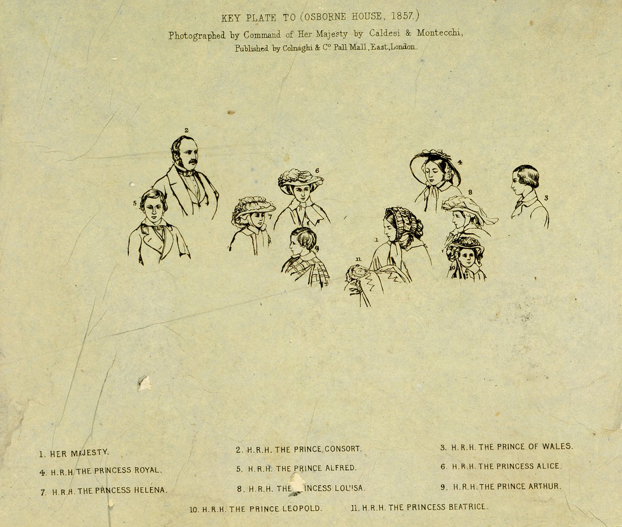 Nyckelskylt till porträtt av kungafamiljen i Osborne House, 1857 (se 190050) av English School