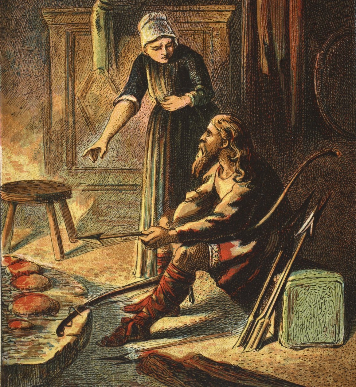 Kung Alfred och kakorna, pub. 1890 av English School
